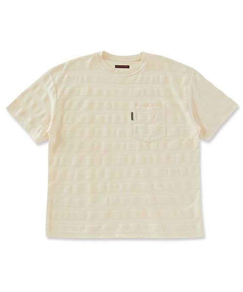 BLUE BLUE(ブルーブルー)の「ジャカードボーダーワイド ショートスリーブTシャツ(Tシャツ/カットソー・メンズ・ナチュラル・M/S/L)」の1枚目の写真