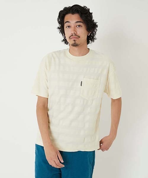 BLUE BLUE(ブルーブルー)の「ジャカードボーダーワイド ショートスリーブTシャツ(Tシャツ/カットソー・メンズ・ナチュラル・M/S/L)」の2枚目の写真