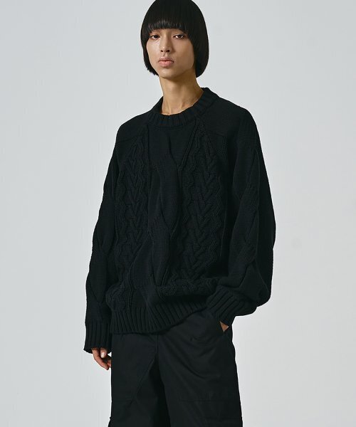 NOIRER(ノイア)の「ヘビーマルチケーブルオーバーサイズスウェット(ブラック)(ニット/セーター・メンズ・その他・48/50)」の1枚目の写真