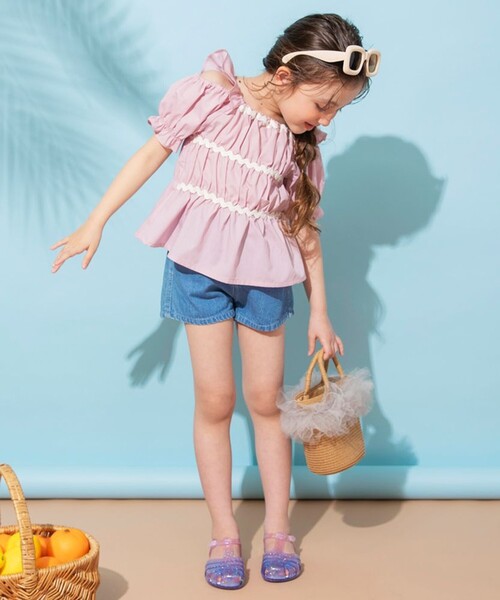 BRANSHES(ブランシェス)の「【おそろい】肩あきシャーリングトップス(シャツ/ブラウス・キッズ・ピンク/アイボリー・90/100/110/120/80/130/140/150)」の20枚目の写真