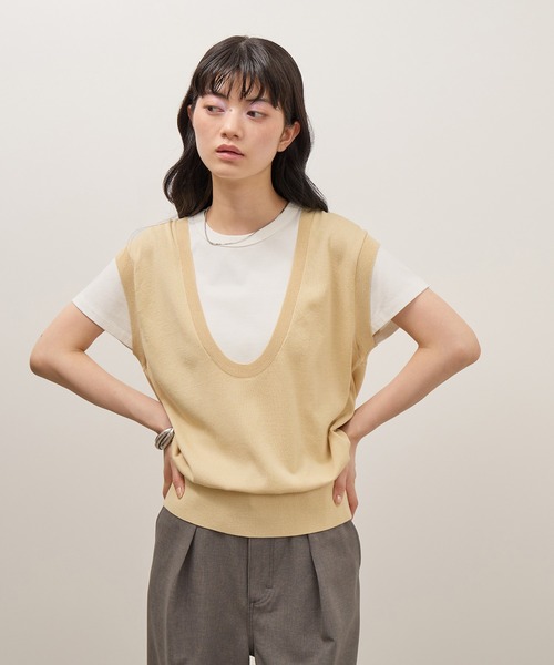 ADAM ET ROPE'(アダムエロペ)の「レイヤードプルオーバー(Tシャツ/カットソー・レディース・ブラック系その他/ベージュ系その他・FREE)」の13枚目の写真