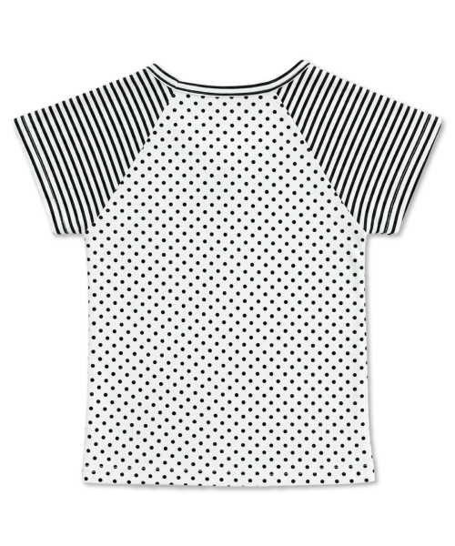 DAMISH(ダミシュ)の「ドットストライプレタリングショートスリーブ_アイボリー(Tシャツ/カットソー・レディース・アイボリー・OS)」の4枚目の写真