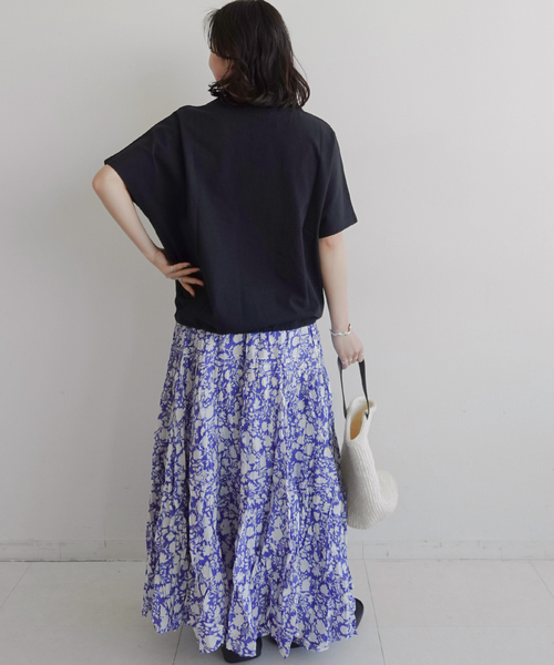 JOURNAL STANDARD relume(ジャーナルスタンダード レリューム)の「《一部WEB限定追加2》フレンチスリーブボーダーTシャツ(Tシャツ/カットソー・レディース・ナチュラル/ブラック/ブラック系その他/ネイビー・FREE)」の7枚目の写真