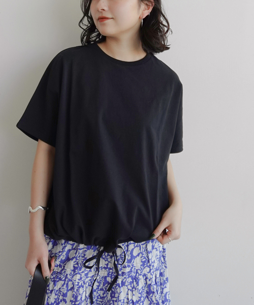 JOURNAL STANDARD relume(ジャーナルスタンダード レリューム)の「《一部WEB限定追加2》フレンチスリーブボーダーTシャツ(Tシャツ/カットソー・レディース・ナチュラル/ブラック/ブラック系その他/ネイビー・FREE)」の8枚目の写真