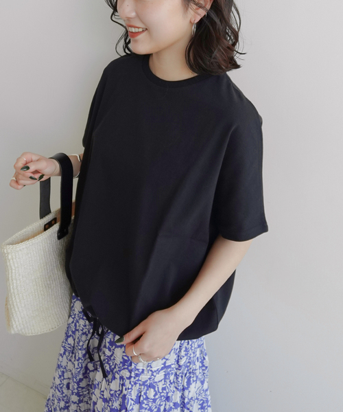 JOURNAL STANDARD relume(ジャーナルスタンダード レリューム)の「《一部WEB限定追加2》フレンチスリーブボーダーTシャツ(Tシャツ/カットソー・レディース・ナチュラル/ブラック/ブラック系その他/ネイビー・FREE)」の9枚目の写真
