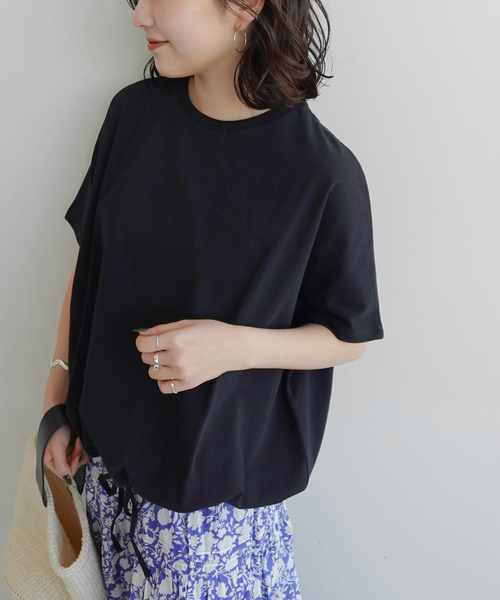 JOURNAL STANDARD relume(ジャーナルスタンダード レリューム)の「《一部WEB限定追加2》フレンチスリーブボーダーTシャツ(Tシャツ/カットソー・レディース・ナチュラル/ブラック/ブラック系その他/ネイビー・FREE)」の10枚目の写真