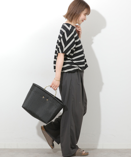 JOURNAL STANDARD relume(ジャーナルスタンダード レリューム)の「《一部WEB限定追加2》フレンチスリーブボーダーTシャツ(Tシャツ/カットソー・レディース・ナチュラル/ブラック/ブラック系その他/ネイビー・FREE)」の15枚目の写真