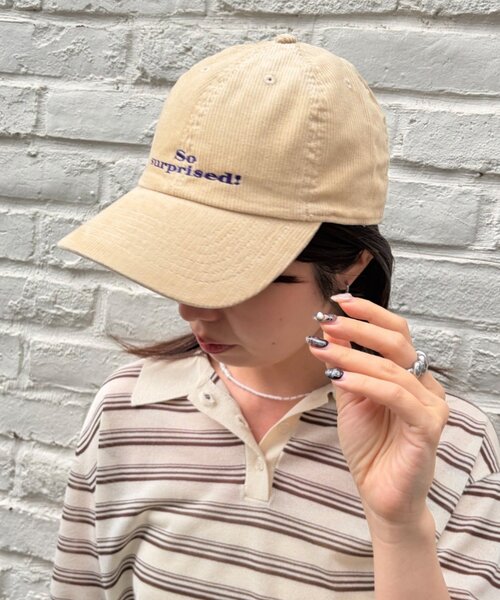 Kastane（カスタネ）の「【一部店舗限定】B コーデュロイロゴキャップ（キャップ・レディース・ベージュ/ボルドー・FREE）」の8枚目の写真