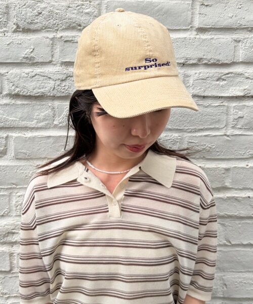 Kastane（カスタネ）の「【一部店舗限定】B コーデュロイロゴキャップ（キャップ・レディース・ベージュ/ボルドー・FREE）」の10枚目の写真