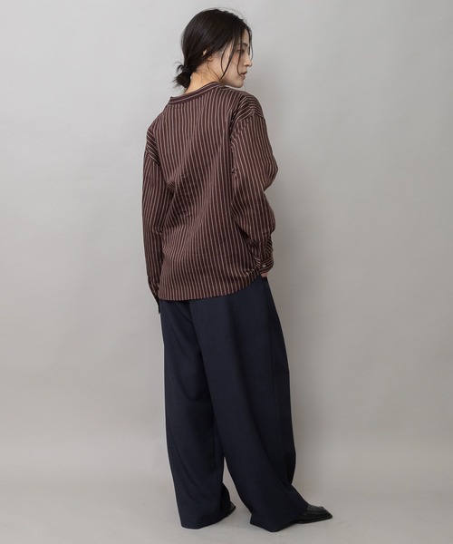 Munich(ミューニック)の「【防シワ性】ドライメランジドビー ワイドパンツ(スラックス・レディース・ネイビー/グレー・M/S/XS)」の9枚目の写真