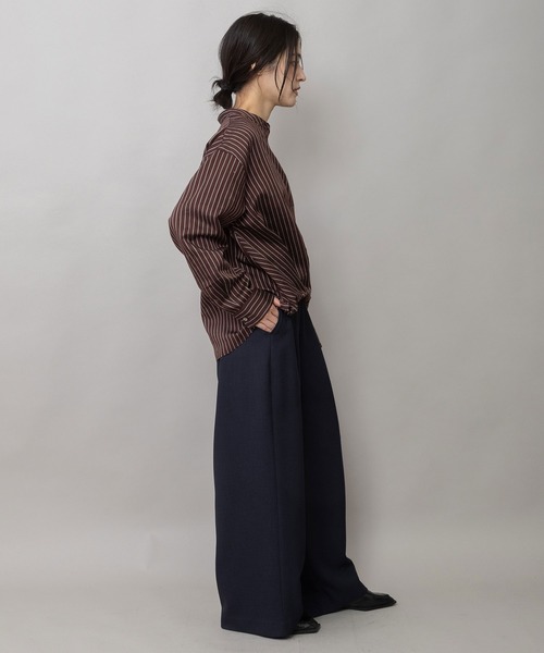 Munich(ミューニック)の「【防シワ性】ドライメランジドビー ワイドパンツ(スラックス・レディース・ネイビー/グレー・M/S/XS)」の10枚目の写真