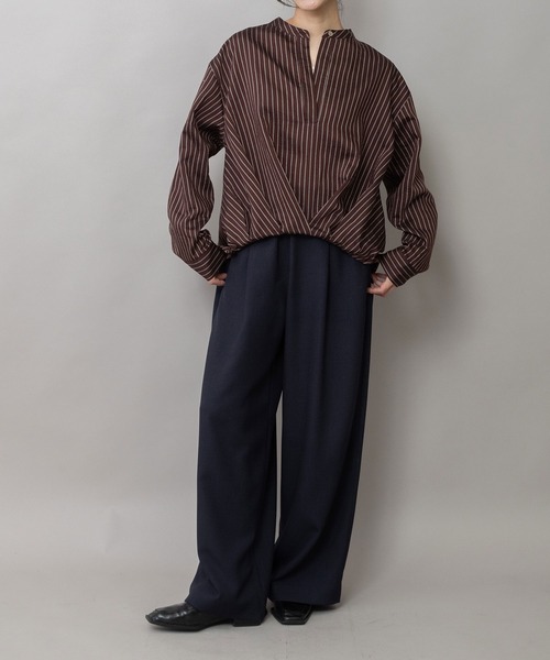 Munich(ミューニック)の「【防シワ性】ドライメランジドビー ワイドパンツ(スラックス・レディース・ネイビー/グレー・M/S/XS)」の11枚目の写真