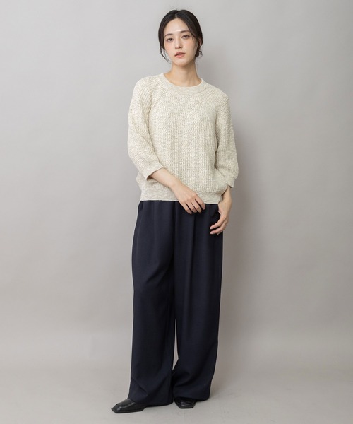 Munich(ミューニック)の「【防シワ性】ドライメランジドビー ワイドパンツ(スラックス・レディース・ネイビー/グレー・M/S/XS)」の12枚目の写真
