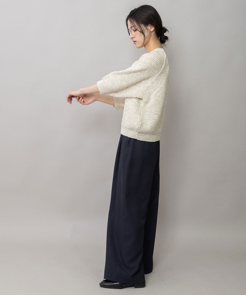 Munich(ミューニック)の「【防シワ性】ドライメランジドビー ワイドパンツ(スラックス・レディース・ネイビー/グレー・M/S/XS)」の13枚目の写真