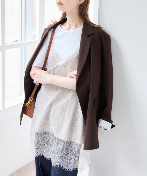U by SPICK&SPAN(ユーバイスピックアンドスパン)の「リバーシブルレースキャミソール(キャミソール・レディース・チャコールグレー/ベージュ・FREE)」の1枚目の写真