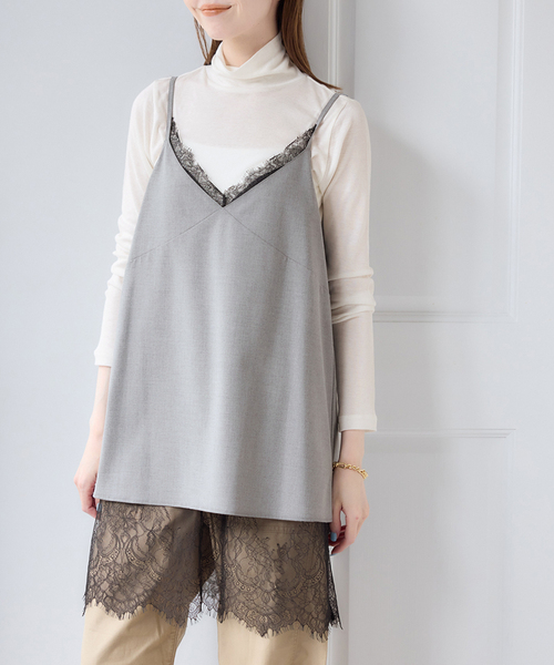 U by SPICK&SPAN(ユーバイスピックアンドスパン)の「リバーシブルレースキャミソール(キャミソール・レディース・チャコールグレー/ベージュ・FREE)」の13枚目の写真