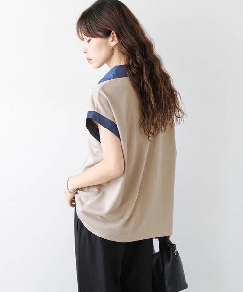 AMELY(エミリー)の「《スウェット×デニム風》異素材スキッパースウェットトップス/吸湿素材(スウェット・レディース・ブラック/グレー/ベージュ・フリー)」の20枚目の写真
