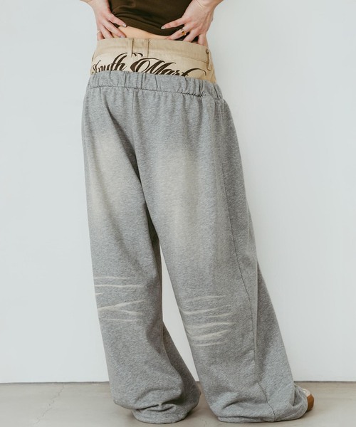 Knuth Marf(クヌースマーフ)の「Knuth Marf / クヌースマーフ double-layer sweatpants(スウェットパンツ・レディース・ブラウン/チャコールグレー・X-SMALL/SMALL)」の5枚目の写真