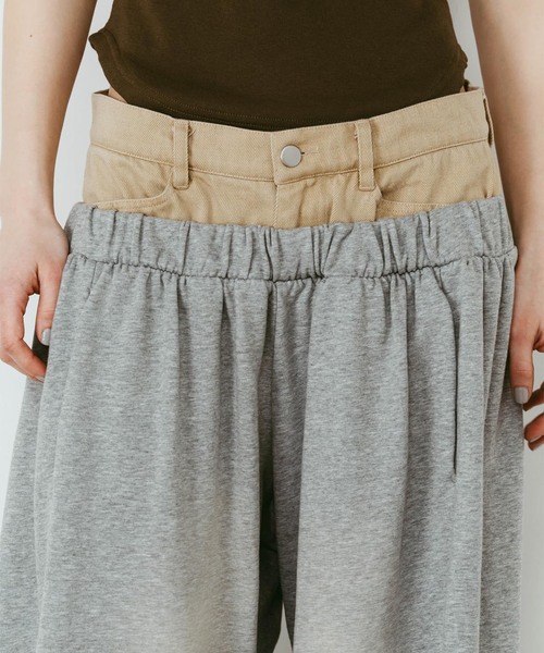 Knuth Marf(クヌースマーフ)の「Knuth Marf / クヌースマーフ double-layer sweatpants(スウェットパンツ・レディース・ブラウン/チャコールグレー・X-SMALL/SMALL)」の6枚目の写真