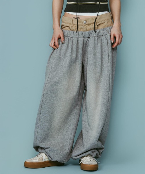 Knuth Marf(クヌースマーフ)の「Knuth Marf / クヌースマーフ double-layer sweatpants(スウェットパンツ・レディース・ブラウン/チャコールグレー・X-SMALL/SMALL)」の9枚目の写真