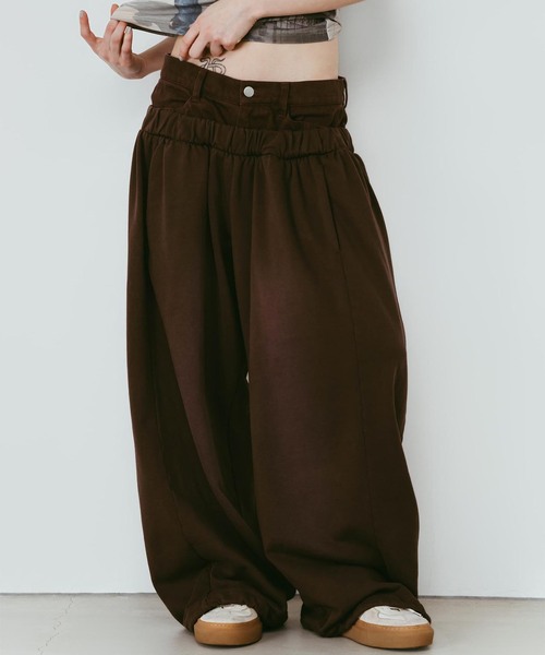 Knuth Marf(クヌースマーフ)の「Knuth Marf / クヌースマーフ double-layer sweatpants(スウェットパンツ・レディース・ブラウン/チャコールグレー・X-SMALL/SMALL)」の12枚目の写真