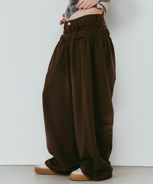 Knuth Marf(クヌースマーフ)の「Knuth Marf / クヌースマーフ double-layer sweatpants(スウェットパンツ・レディース・ブラウン/チャコールグレー・X-SMALL/SMALL)」の13枚目の写真