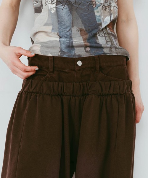 Knuth Marf(クヌースマーフ)の「Knuth Marf / クヌースマーフ double-layer sweatpants(スウェットパンツ・レディース・ブラウン/チャコールグレー・X-SMALL/SMALL)」の15枚目の写真