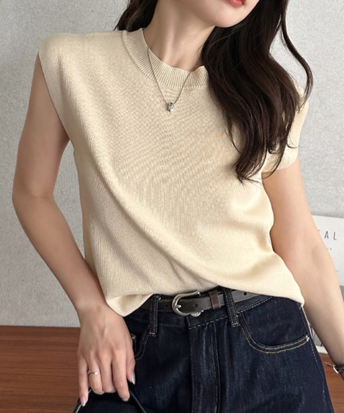 Eclat one(エクラワン)の「【Eclat one】リネンライク 総針編み ラウンドネック ライトニット(ニット/セーター・レディース・ブルー/アイボリー/ブラック・FREE)」の8枚目の写真