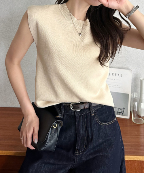 Eclat one(エクラワン)の「【Eclat one】リネンライク 総針編み ラウンドネック ライトニット(ニット/セーター・レディース・ブルー/アイボリー/ブラック・FREE)」の9枚目の写真