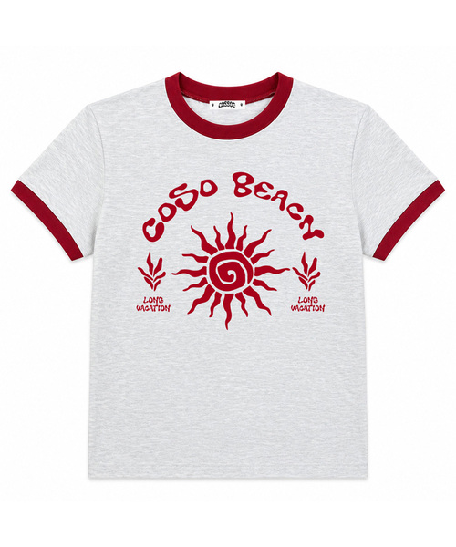 COSO（コソ）の「CCアートワークリンガーTシャツ (4 COLORS)（Tシャツ/カットソー・レディース・ホワイト/グレー/オートミール/バーガンディー・1/2）」の3枚目の写真