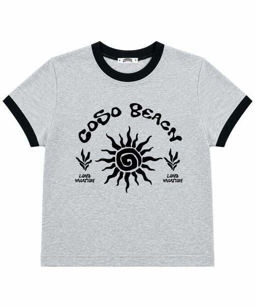 COSO（コソ）の「CCアートワークリンガーTシャツ (4 COLORS)（Tシャツ/カットソー・レディース・ホワイト/グレー/オートミール/バーガンディー・1/2）」の5枚目の写真