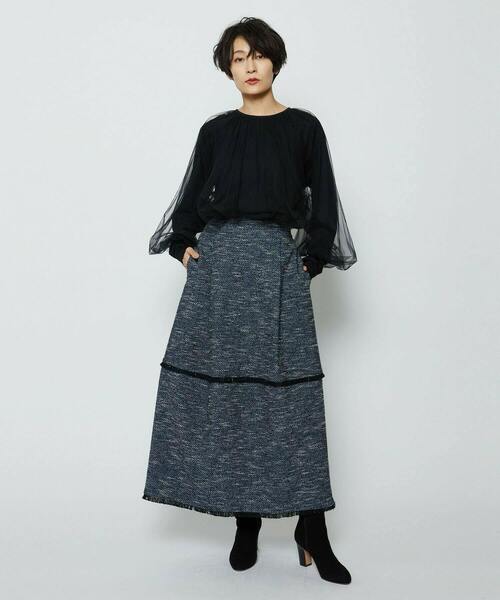 feerique(フィーリック)の「ソフトチュール×天竺ドッキングプルオーバー(Tシャツ/カットソー・レディース・ブラック/ブラウン・2/3)」の11枚目の写真