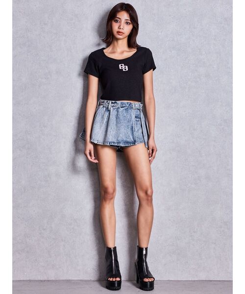 GYDA(ジェイダ)の「GGロゴラインストーンラメテレコハーフスリーブトップス(Tシャツ/カットソー・レディース・ピンク/ブラック/オフホワイト・FREE)」の14枚目の写真