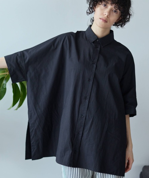 Libra Cue(リブラ キュー)の「ビックシルエットハーフスリーブシャツ(シャツ/ブラウス・レディース・ネイビー/ホワイト/ブラック/ピンク・FREE)」の22枚目の写真