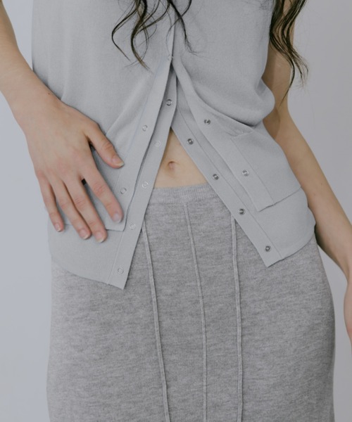 lit(リット)の「Layered Knit Tight Skirt(スカート・レディース・ブラック/トップグレー/ブラウン・FREE)」の9枚目の写真