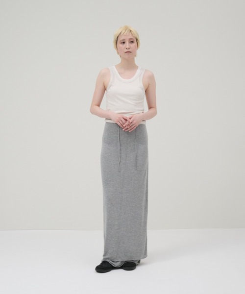 lit(リット)の「Layered Knit Tight Skirt(スカート・レディース・ブラック/トップグレー/ブラウン・FREE)」の11枚目の写真