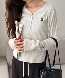 GeeRA別注【U.S. POLO ASSN.】細見え!Vネックヘンリーリブカットソー