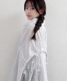 【 NOLITA / ノリータ 】バックドロスト シアー ストライプ 長袖 ブラウス