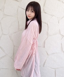 【 NOLITA / ノリータ 】バックドロスト シアー ストライプ 長袖 ブラウス