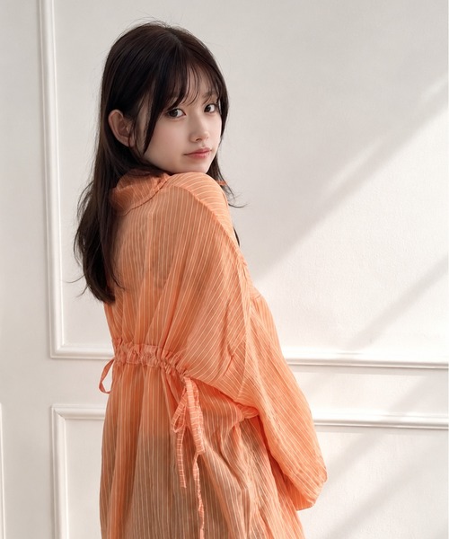 NOLITA LABORATORY(ノリータラボラトリー)の「【 NOLITA / ノリータ 】バックドロスト シアー ストライプ 長袖 ブラウス(シャツ/ブラウス・レディース・ホワイト/ピンク/イエロー/オレンジ・FREE)」の4枚目の写真