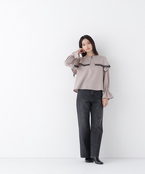 NATURAL BEAUTY BASIC(ナチュラルビューティーベーシック)の「ビッグカラーブラウス(シャツ/ブラウス・レディース・グレイッシュベージュ/オフホワイト/チャコールグレー・フリ-)」の14枚目の写真