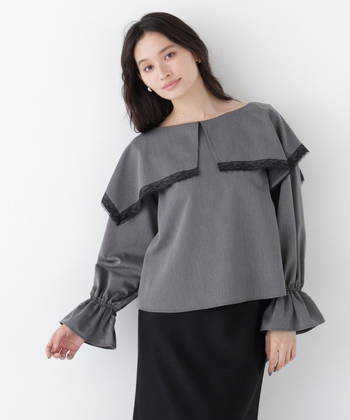 NATURAL BEAUTY BASIC(ナチュラルビューティーベーシック)の「ビッグカラーブラウス(シャツ/ブラウス・レディース・グレイッシュベージュ/オフホワイト/チャコールグレー・フリ-)」の16枚目の写真