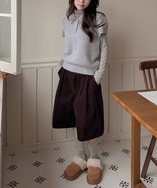 MAISON DE THERESE(メゾン ド テレーズ)の「コンパクトパフスリーブポロニット(ニット/セーター・レディース・PINK/GRAY/アイボリー・FREE)」の11枚目の写真