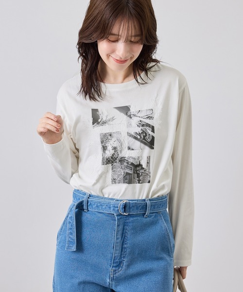 ROPE' PICNIC(ロペピクニック)の「アソートプリントロングスリーブTシャツ(Tシャツ/カットソー・レディース・ホワイト系その他/ホワイト/ピンク・FREE)」の3枚目の写真