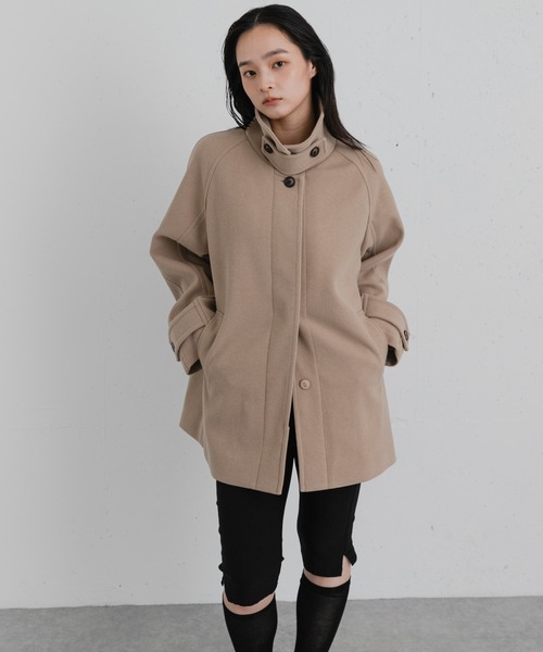 SENSE OF PLACE by URBAN RESEARCH(センスオブプレイスバイアーバンリサーチ)の「抗ピル ステンカラーミドルコート(ステンカラーコート・レディース・アイボリー/ベージュ/ブラック・ONE)」の3枚目の写真