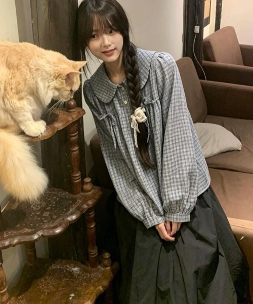 semplice（センプリチェ）の「ブラウス（シャツ/ブラウス・レディース・ホワイト/ダークグレー・F）」の7枚目の写真
