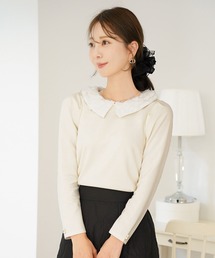 長袖 2WAY フラワー 襟 カット トップス le reve vaniller