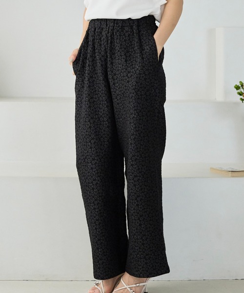 BIRTHDAY BASH(バースデイバッシュ)の「AMERIE JACQUARD WIDE PANTS(ジャガードワイドパンツ)(その他パンツ・レディース・ホワイト/ブラック・S/M)」の1枚目の写真