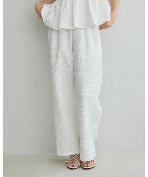 BIRTHDAY BASH(バースデイバッシュ)の「AMERIE JACQUARD WIDE PANTS(ジャガードワイドパンツ)(その他パンツ・レディース・ホワイト/ブラック・S/M)」の8枚目の写真