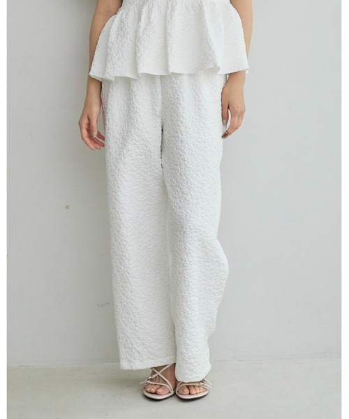 BIRTHDAY BASH(バースデイバッシュ)の「AMERIE JACQUARD WIDE PANTS(ジャガードワイドパンツ)(その他パンツ・レディース・ホワイト/ブラック・S/M)」の9枚目の写真